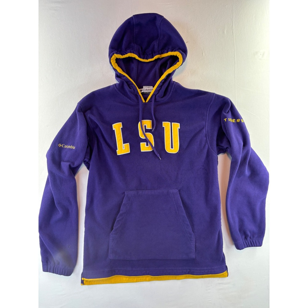 Columbia LSU Tigers Mens Fleece Hoodie Purple Yellow NCAA XM6652 Large pullover